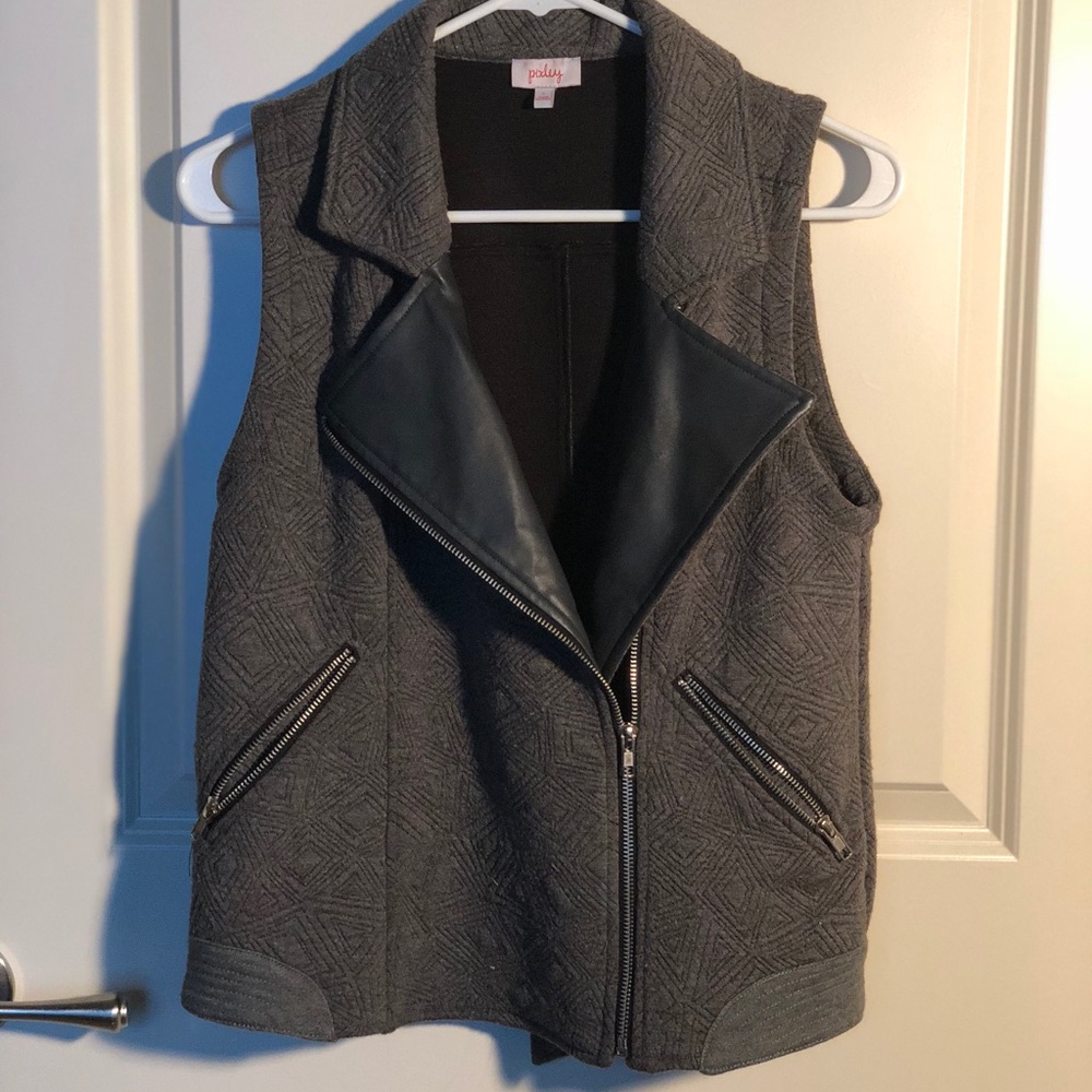 Grey/pleather vest